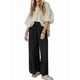 thumbnail image 1 of Pantalones Palazzo Holgados de Playa con Cintura Alta Elástica, Dobladillo con Volantes y Pierna para Mujer Negro L, 1 of 7