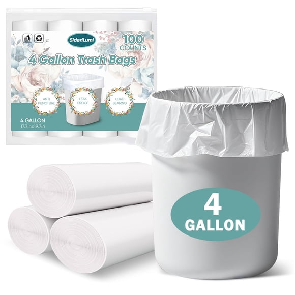 Bolsas de basura SideriLumi de 4 galones, 100 unidades, a prueba de fugas