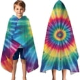 thumbnail image 3 of Colorful Tie Dye Mandala Pattern Hooded Bath Towel，60"x35" for Ages 3 To 12 Kids, Quick Dry Lightweight Soft Microfiber Hood Beach Towel Cover Up for Kids, 3 of 7
