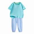 thumbnail image 2 of Cethrio Girls Cotton Outfit Sets, 2 Piece Short Sleeve Summer T-shirts and Joggers Sets Light Blue Size 7-8 T, 2 of 7