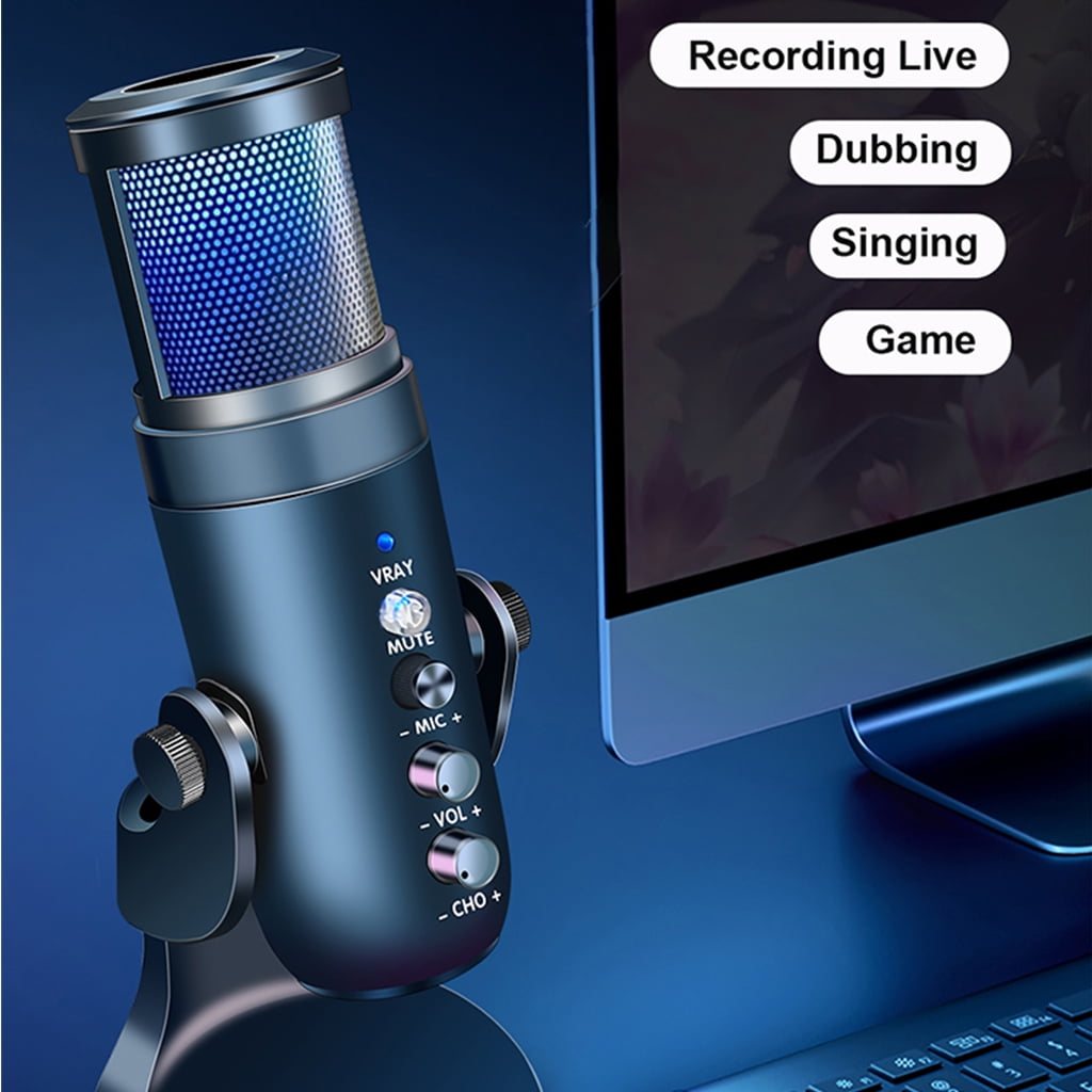 TINYSOME RGB Colorful USB Condenser Microphone Multipurpose Condenser Microphe Type-C for Recording PC Computer Chat Singing