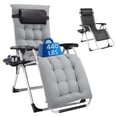 thumbnail image 3 of EDX Zero Gravity Chair, Reclining Camping Lounge Chair with Removable Cushion, Headrest and Cup Holder Trays, Folding Patio Recliner for Indoor&Outdoor Use, 440LBS Capacity, Gray, 3 of 9