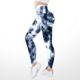 thumbnail image 2 of Bibifish Womens Yoga Pants Navy Tie-Dye Print Yoga Pants High Waist Stretchy Breathable Festival & Casual Outing Vibrant Leggings, 2 of 5