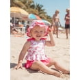 thumbnail image 5 of BemeyourBBs Toddler Baby Girl Swimsuit Infant Bathing Suit One-Piece Swimsuits with Sun Hat Set Flying Short Sleeve Rash Guard Swimwear Cupcake Zipper Summer Beach Wear, 5 of 9