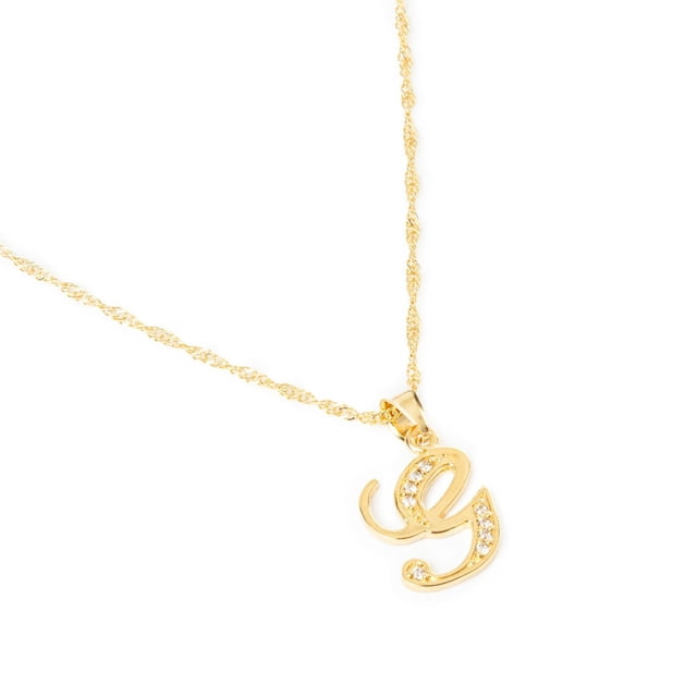 Dije Inicial Letra G con Zirconias y Cadena Chapa Oro 18K Ametrinaa MPDC0004-G