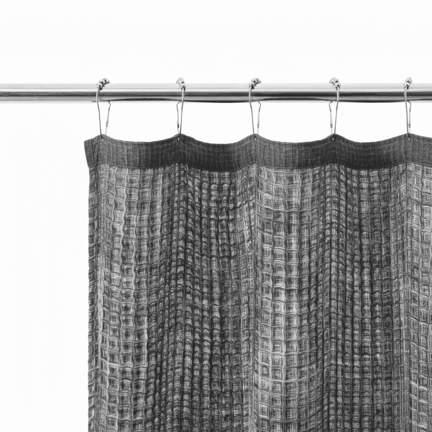 Better Homes & Gardens Waffle Textured Shower Curtain, 72" x 72" , Heathered Grey Yarn, Poly / Cotton