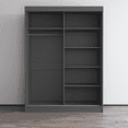 thumbnail image 4 of Aria 2 Door 59" Wide Modern High Gloss Wardrobe Armoire, Gray with Mirror, 4 of 5