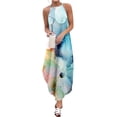 thumbnail image 4 of SMihono Robe d'Été pour Femmes Grande Taille Mode Femmes Été Décontracté Imprimé Camisole Sans Manches Longue Robe, 4 of 6