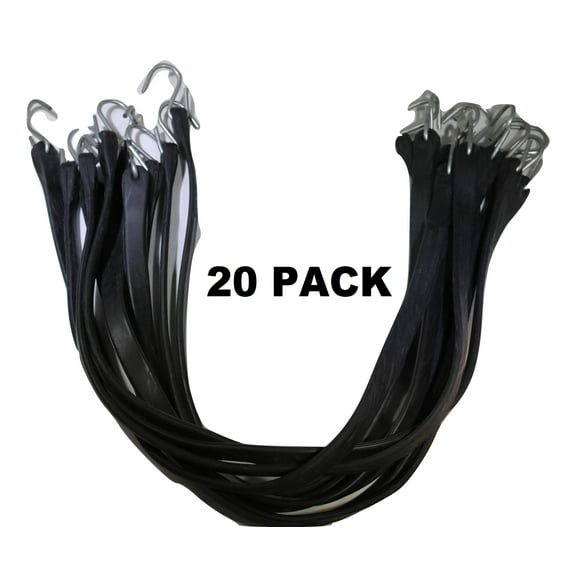 15 Inch Rubber Tarp Straps w/ Crimped S Hooks | 20 PACK