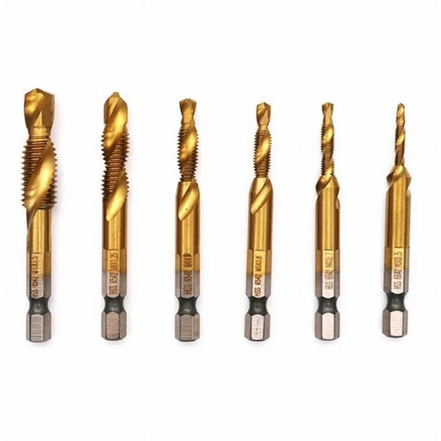 Harpily Electrical Tools Drills 20V Nailer Power Tools Combo Kit Shank Drill Plated Screw Hex Set Bits M3 6Pcs Titanium Thread Tools & Home Improvement One Size Gold