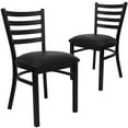 thumbnail image 1 of 2 Pk. HERCULES Series Black Ladder Back Metal Restaurant Chair - Black Vinyl Seat, 1 of 9