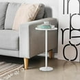 thumbnail image 6 of White Round Side Table Small End Table Set of 2 Modern Accent Table Pedestal Drink Table with Marble Base for Small Spaces Living Room Bedroom Outdoor, 6 of 7