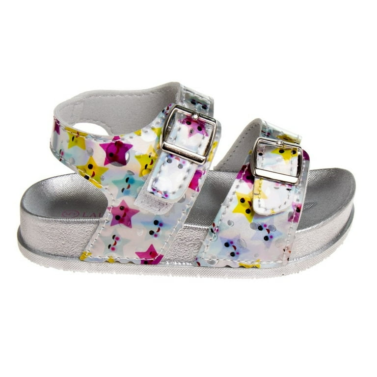 Laura Ashley Girls Double Buckle Flat Heel Footbed Sandals with