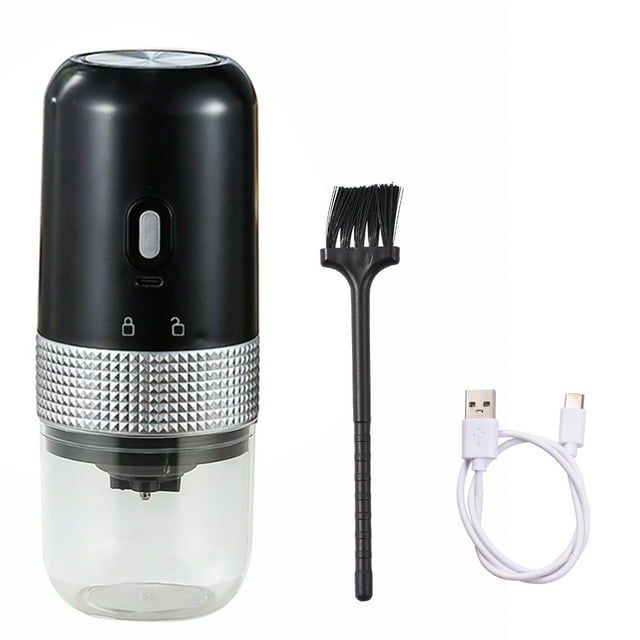 Moulin à Café Électrique Portable 13 W 200 ml Rechargeable par USB Réglage Réglable Moulin à Grains de Café Sans Fil avec Brosse de Nettoyage pour Voyage Camping Bureau Maison