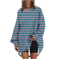 thumbnail image 2 of RXIRUCGD Chandail en Molleton Oversize à Col Rond pour Femmes Imprimé Manches Longues Tunique, Marine, Taille : S, 2 of 5