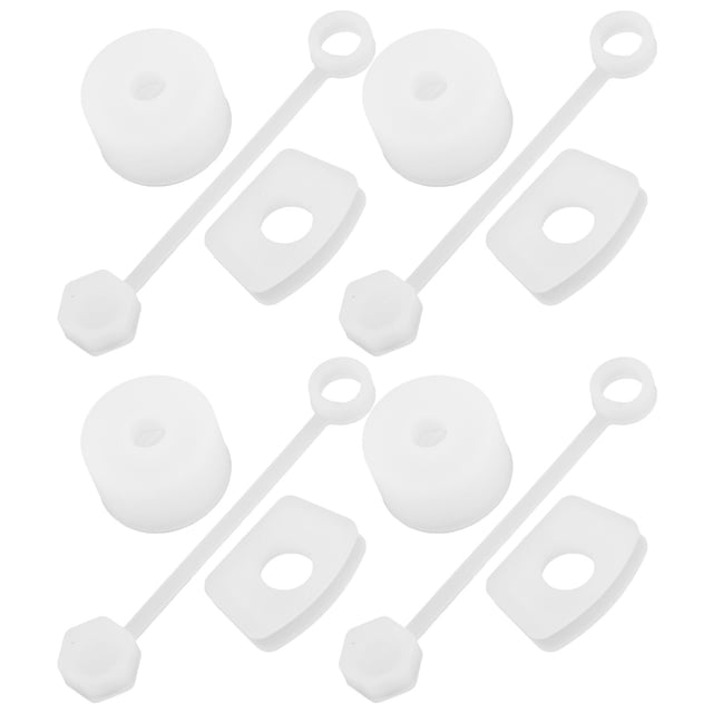 4 Set Silicone Spill Proof Stopper Set Tumbler Accessories Including Straw Cover Cap Square Leak Stopper Round Lid Stopper Plug Transparent White