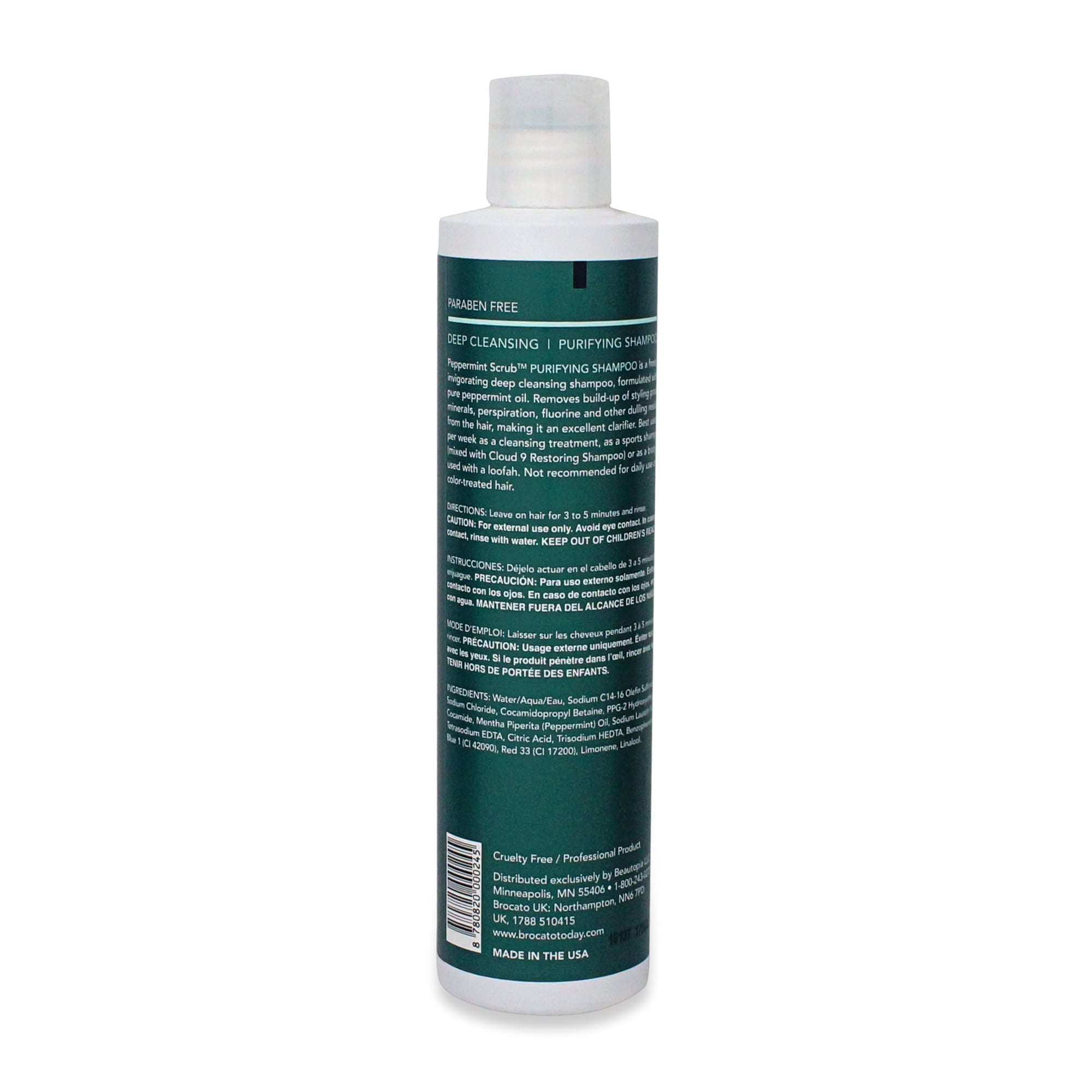 Brocato Peppermint Scrub Purifying Shampoo, Deep Cleansing, 10 Oz. | Fresh, Invigorating, & Lightweight with Pure Peppermint Oil | Ideal for Oily to Normal Hair Types | Sulfate & Paraben Free