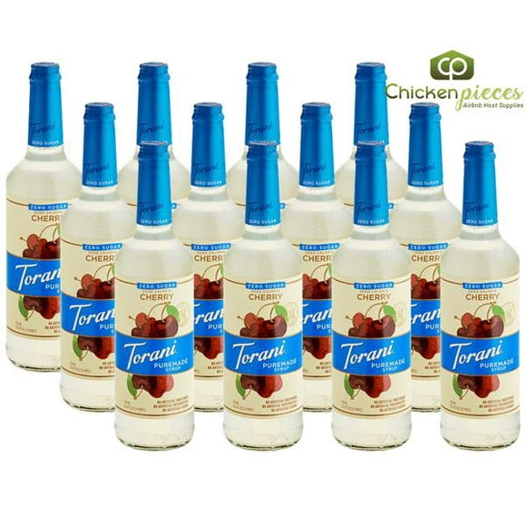 Torani Puremade Zero Sugar Cherry Flavoring Syrup 750 mL/25.36 oz Glass Bottle