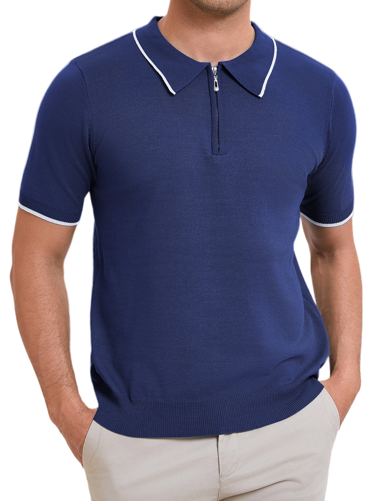 INSPIRE CHIC Men's Formal Polo Solid Color Short Sleeved