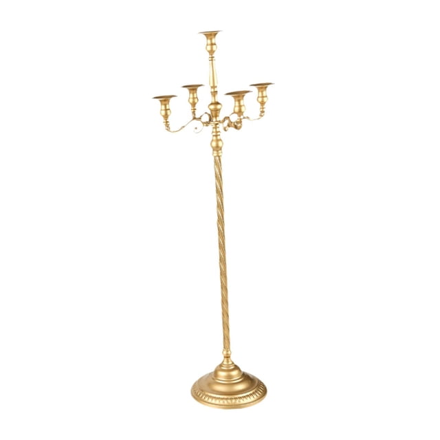 Portavelas con 5 brazos candelabro decoración de mesa candelabro estilo europeo para una cena romántica Dorado 23x89cm