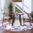 thumbnail image 3 of Purple Flowers Round Area Rug 7Ft Washable Circle Rugs for Dorm Laundry Room, Butterfly Spring Floral Watercolor Farmhouse Non-Slip Carpet Floor Mats Indoor Outdoor Carpet Runner Aesthetic Home Decor, 3 of 8