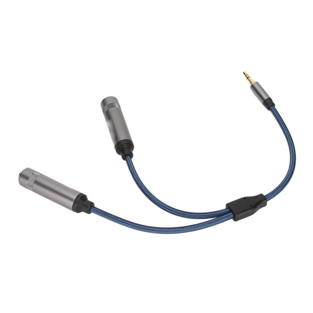 3.5mm To 2 X 6.35mm Adapter, Professional Design Gold Plated 3.5mm To 2 X 6.35mm Cable Exquisite Workmanship Conductivity For Laptop For PC For Desktop