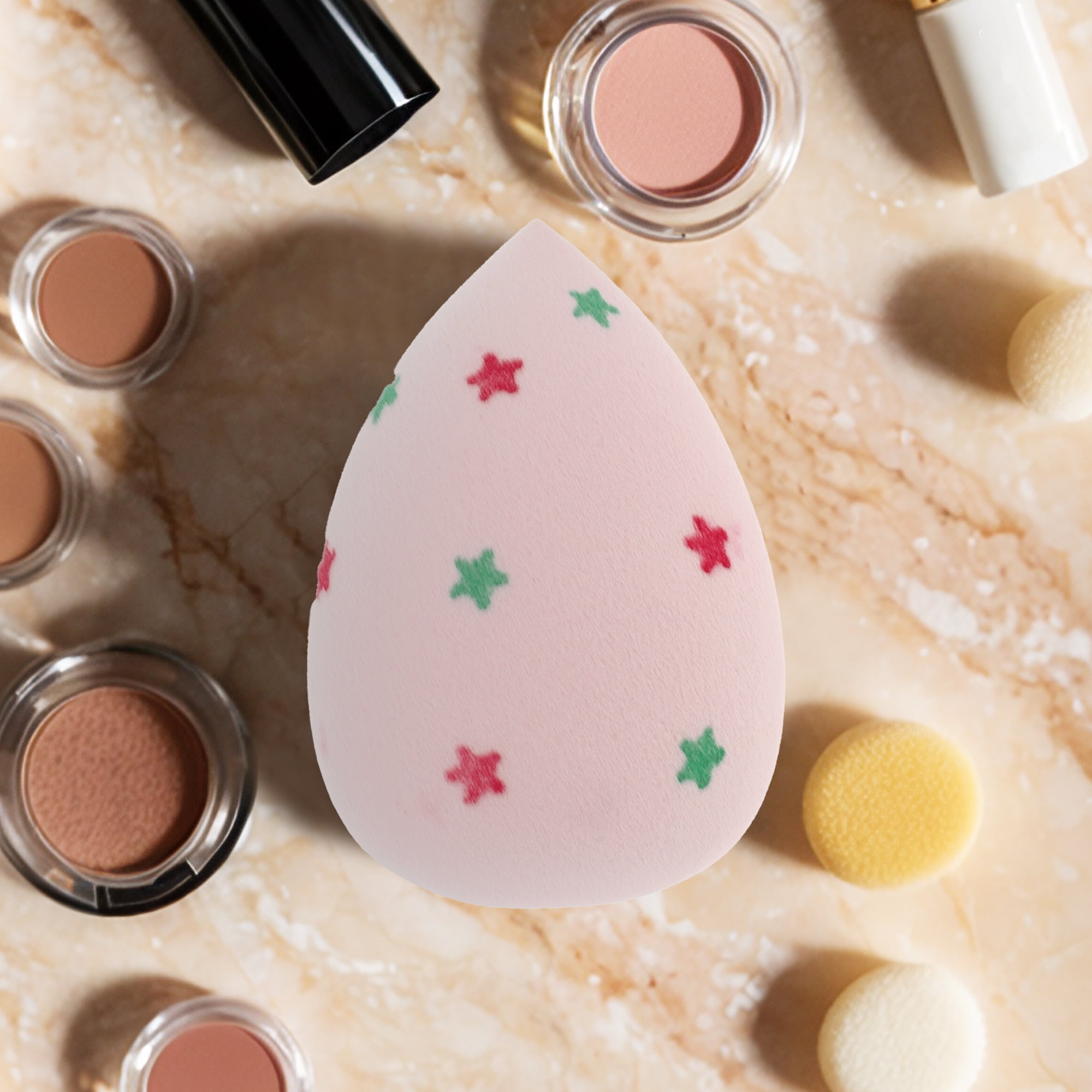 Unique Bargains 1 Pc Two-color Star Makeup Sponge for Makeup Pink