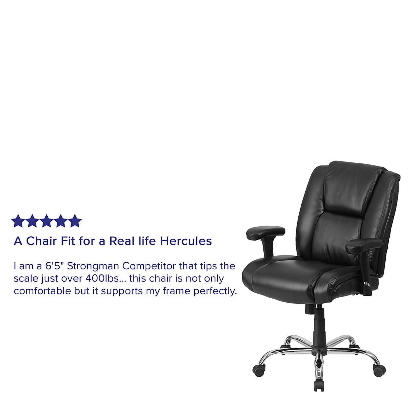 Emma + Oliver 400 lb. Big & Tall Black LeatherSoft Task Adjustable Arm Ergonomic Office Chair