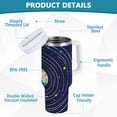 thumbnail image 2 of Yayeee 30oz Stainless Steel Tumbler with Straw and Handle Double-Wall Insulated Travel Water Bottle, Beige Cat Planet, 2 of 8