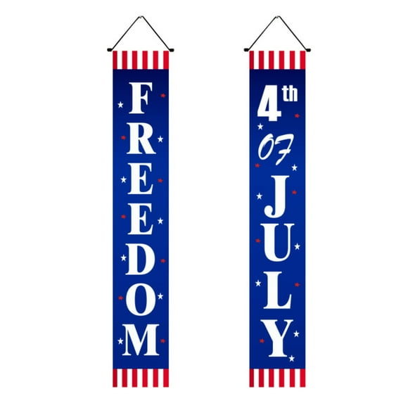 4th of July Decorations, Patriotic Decorations of Hanging American Flag Banners Porch Signs 12 x 71 in for Memorial Day Independence Day Veterans Day Labor Day for Yard Indoor Outdoor Décor Clearance