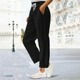 thumbnail image 3 of Corduroy Pants Women 2026 Trendy Elastic High Waist Drawstring Wide Straight Leg Lounge Pants with Pockets, 3 of 8