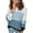 Blue, variant on NAYTOAO Women's Color Block Striped Bubble Textured Crew Neck Lantern Sleeve Sweater