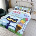 thumbnail image 3 of Pete the Cat-themed Bed Sheet Set Three Piece Set Comfortable And Skin Friendly Unique Design Home Decor Gifts For Family Friends fans54''x79''（135cm*200cm）, 3 of 6