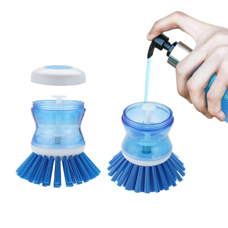 Roofei Dish Brush with Handle, Dish Scrubber with Soap Dispenser