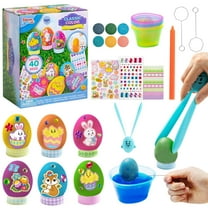 Joyfy 20Pcs Easter Egg Dye Kit,DIY Easter Egg Decorating Craft Kit with Egg Tray, Egg Stands, Easter Stickers for Kids, Easter Egg Coloring, Home School Class Egg Crafts