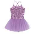 thumbnail image 3 of Yartina Girls Sequined Ballet Dance Dress Tutu Skirted Leotard Princess Dress Purple 2-3, 3 of 7