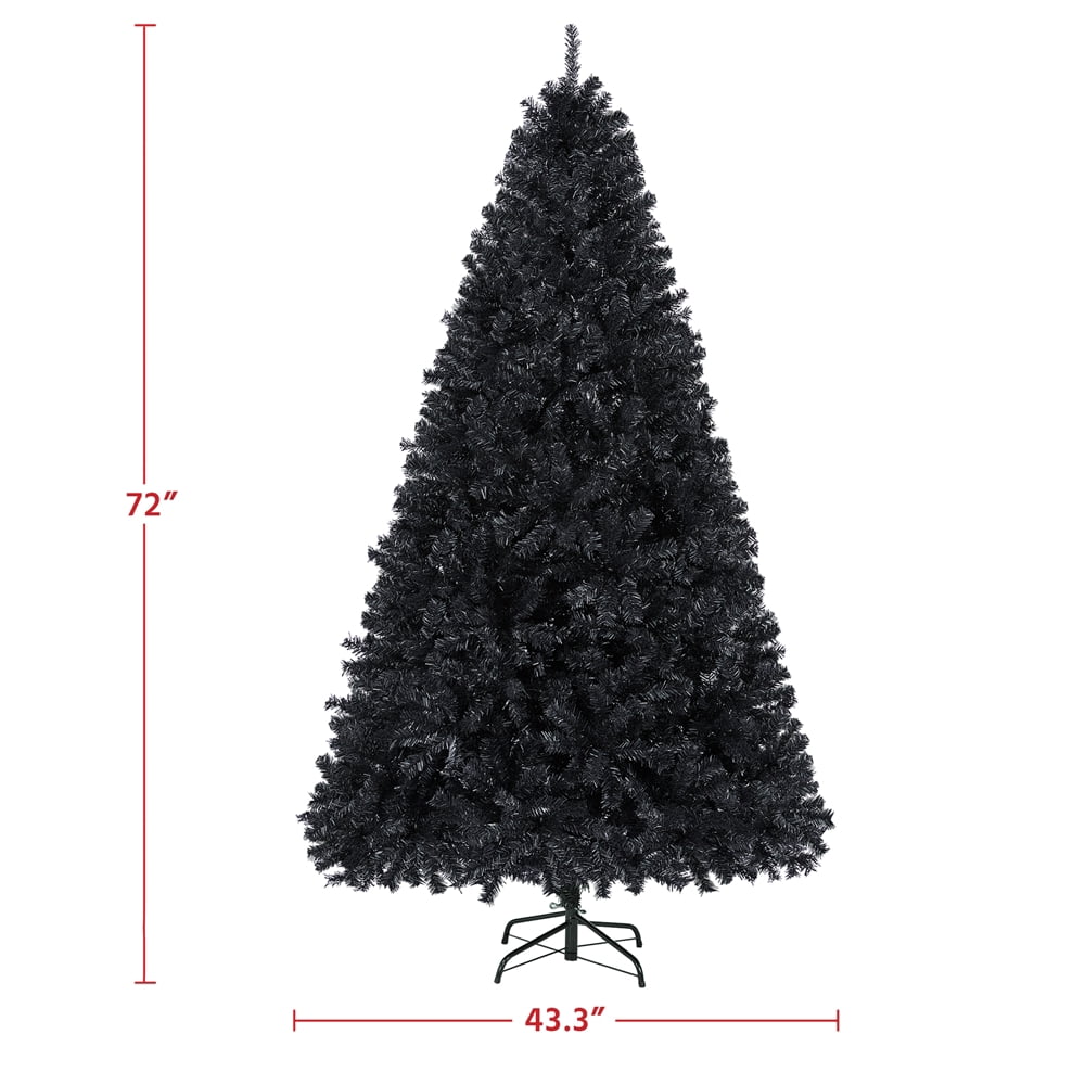 Alden Design 6 Ft Foldable Christmas Tree with Lights, Black