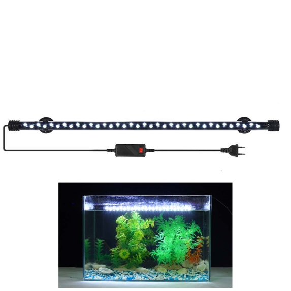90-260V Waterproof Planted Underwater Decor Submersible Lamp Freshwater Aquatic Plant Plants Grow Lights Aquarium LED Light Fish Tank Light Aquarium Lamps 58CM WHITE LIGHT EU PLUG