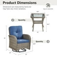 thumbnail image 3 of Opohoro 6-Piece Outdoor Conversation Set with Swivel Rocking Chairs of 4, All-Weather Wicker Furniture Dining Set with Side Tables, Gray/Blue, 3 of 9