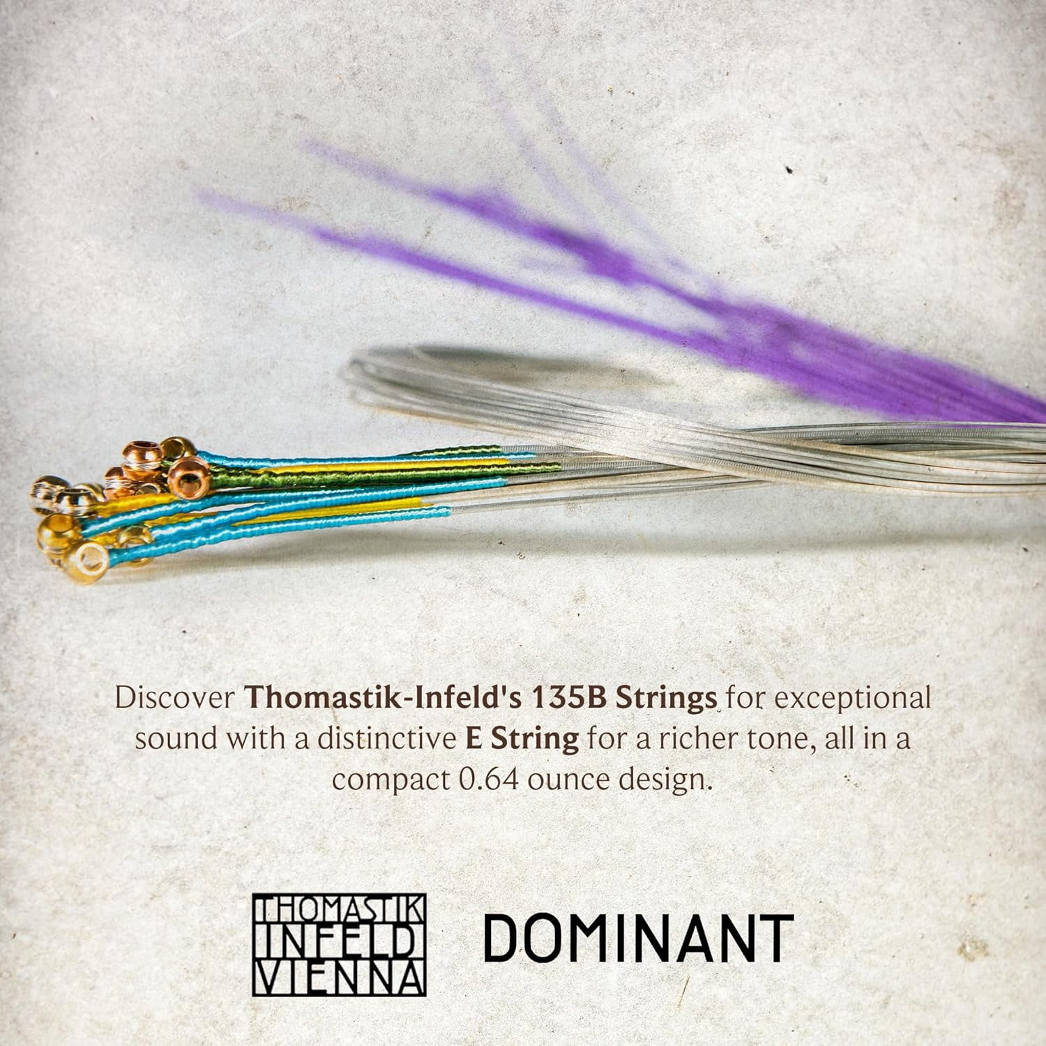 Thomastik-Infeld 135B Dominant Strings Set 4/4 with Steel E Ball - Corrosion Resistant Violin E String with Aluminum Wound Ball End - Flexible Violin Strings with Easy Modulation for a Rich Tone
