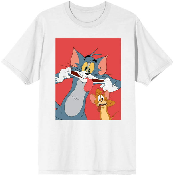 Tom & Jerry Classic Cartoon Characters Mens White Graphic Tee SHirt-3XL -  