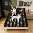 thumbnail image 3 of Manfei Country Style Deer Queen Sheets, Farmhouse Country US FlagQueen Sheet SetsBlack Dark Brown, 4 Pieces, 1 Flat Sheet, 1 Fitted Sheet and 2 Pillowcases, 3 of 6