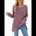 thumbnail image 2 of Suéter de Punto con Abertura Lateral Y2K para Mujer, Cuello Redondo, Larga, Blusa de Punto Liso con Abertura Lateral, Túnicas Vino Tinto S, 2 of 10