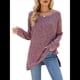thumbnail image 2 of Suéter de Punto con Abertura Lateral Y2K para Mujer, Cuello Redondo, Larga, Blusa de Punto Liso con Abertura Lateral, Túnicas Vino Tinto L, 2 of 10