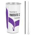 thumbnail image 1 of Vaso de acero inoxidable con tapa para concientización sobre el cáncer de páncreas, taza térmica portátil de 20 oz, 1 of 7