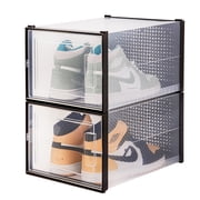 OnDisplay Clik Stackable Interlocking Shoe Box System (Large Clear/Black, Single Box)