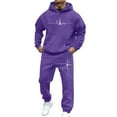 thumbnail image 2 of Dwelliawo Sweat Suits for Men 2 Piece Hoodie and Sweatpants Solid Color Fleece Pullover Hoodies Joggers Sport Pant Set Sweat Winter Suit with Pockets Dark Purple 3XL, 2 of 5