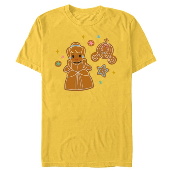 Disney Princess Holiday Christmas Gingerbread Cinderella - Short Sleeve Blended T-Shirt for Adults - Customized-Yellow