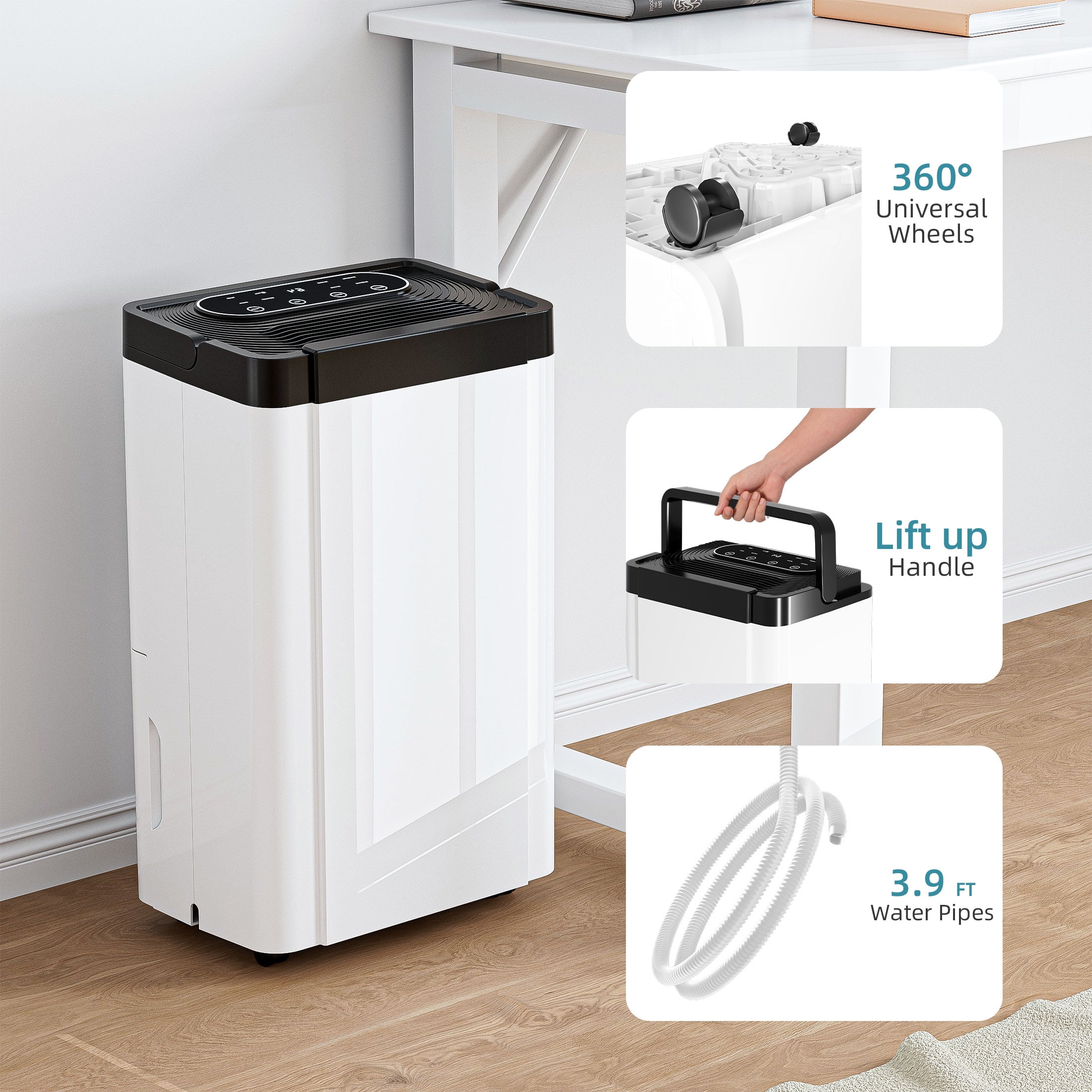 Rocyis Dehumidifier, 70 Pint, Suitable for 4,500 sq. ft. Home, Auto Shut Off, 0.8 gal Capacity, 360-degree RH (19 Pint DOE)