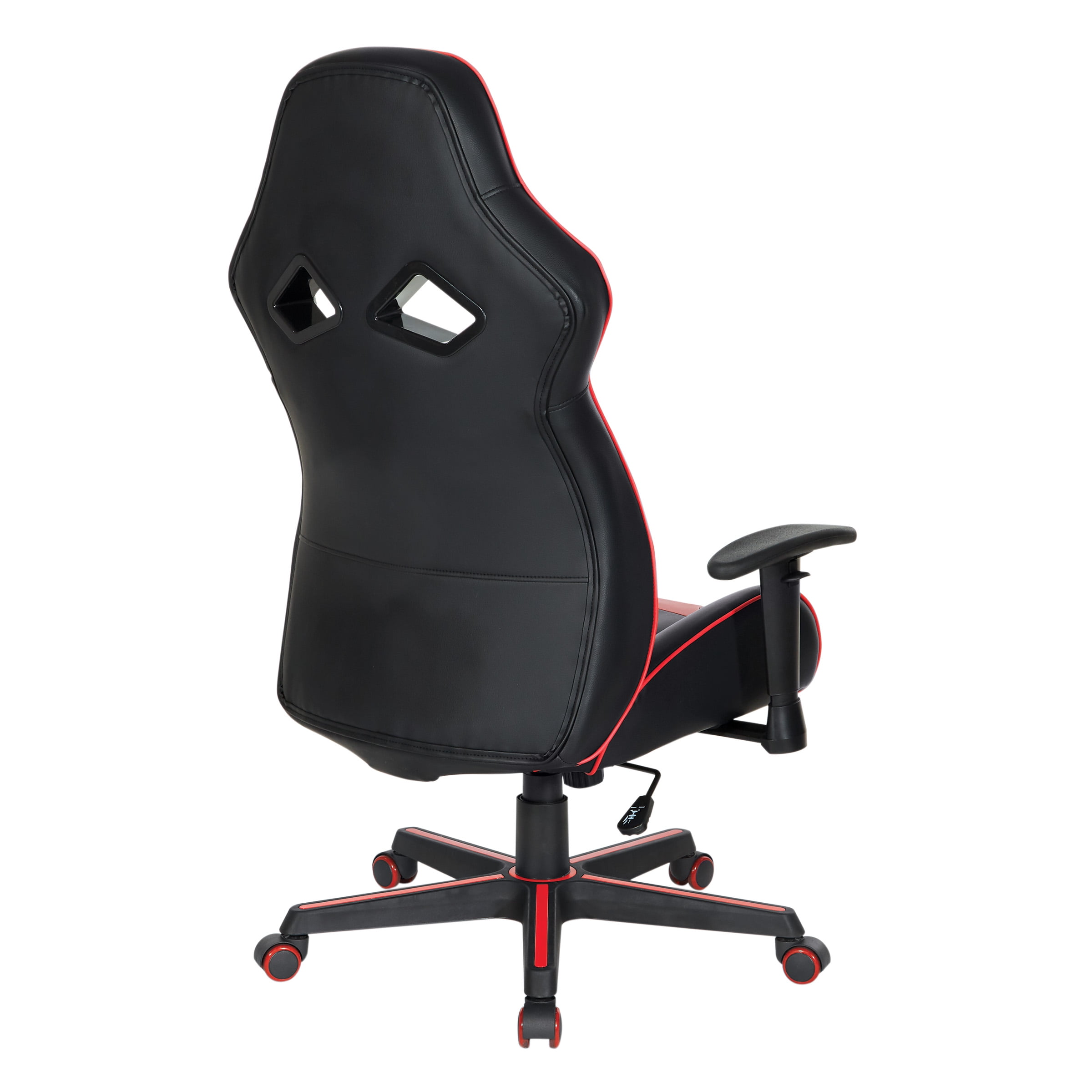 Vapor Gaming Chair in Black Faux Leather with Red Accents